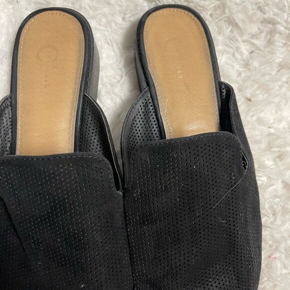 C est 1946 perforated faux suede slip on mules almond toe SZ10 - Picture 8 of 9